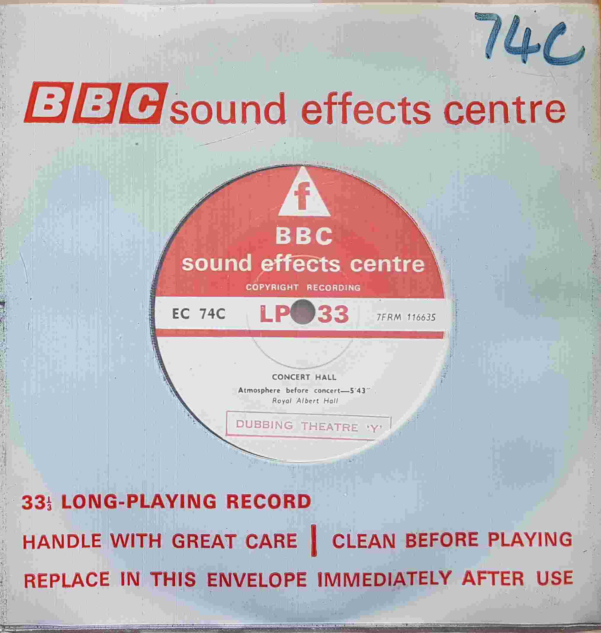 Picture of EC 74C Concert hall - Royal Albert Hall by artist Not registered from the BBC records and Tapes library